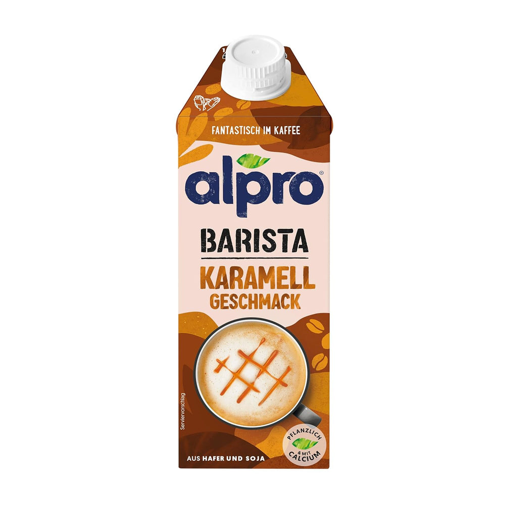 Alpro Barista Karamell – Zum Aufschäumen – Von Natur aus lactosefrei – 8 x 750 ml – Haltbar