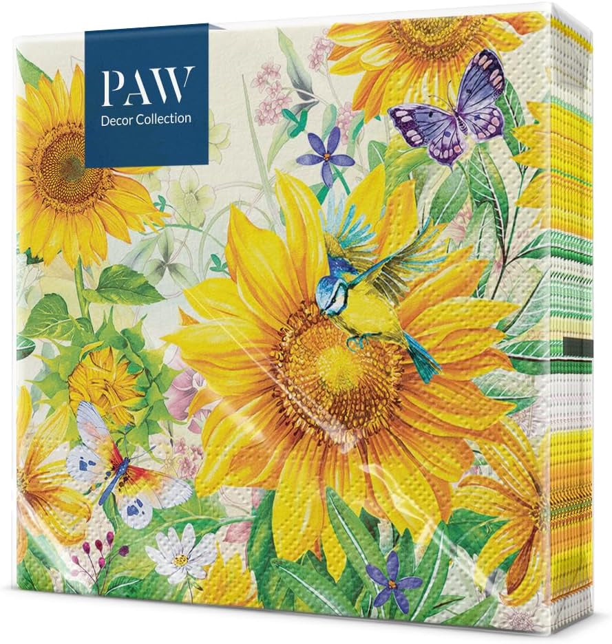 PAW - Șervețele 3 straturi (33 X 33 Cm) I 20 bucăți I Perfect pentru zile de naștere, petreceri, întâlniri I Decorațiuni de toamnă pentru masă I Șervețele de hârtie colorate - frunze de toamnă de umbrelă I Frunze de umbrelă