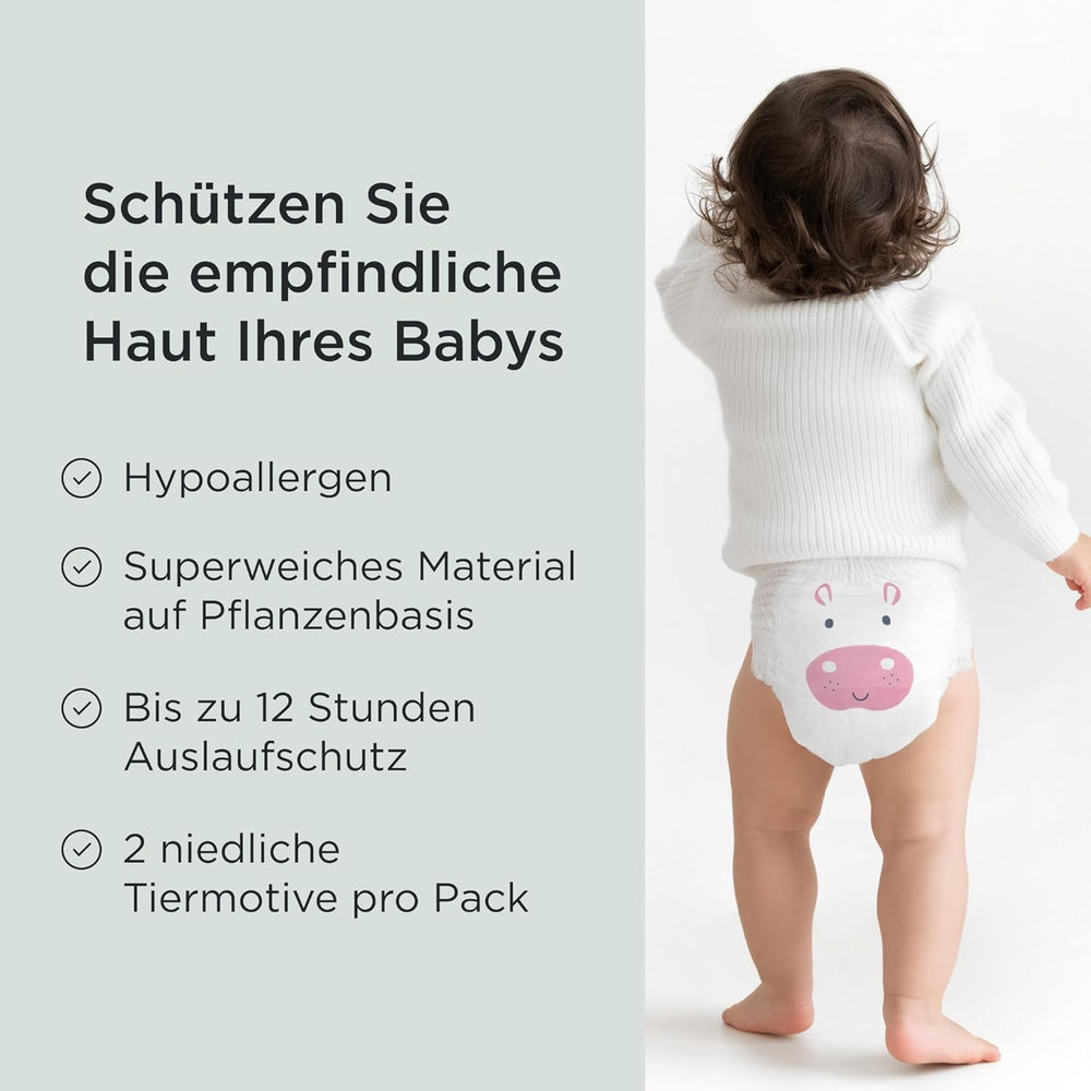 Pieluszki Kit & Kin Premium Eco, rozmiar 4 (9-16 kg), 132 pieluchy, na bazie roślin i hipoalergiczne, niezawodna ochrona przed wyciekami, wegańskie i wolne od okrucieństwa