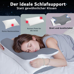 Pernă din spumă de memorie Pernă pentru gât Pernă ortopedică - Design ergonomic Cu formă goală Pentru cei care dorm lateral, pe spate și pe stomac Gri Perne ortopedice cervicale Naty Shop