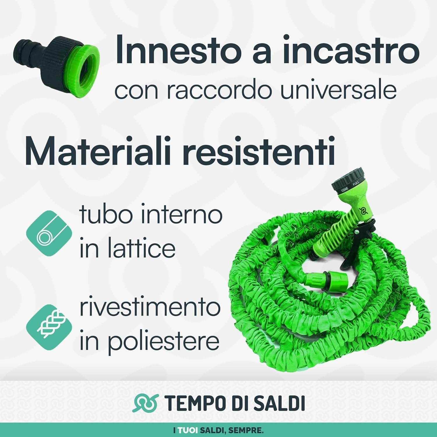 Furtun de grădină extensibil de 15 m cu 7 funcții pentru curățare impermeabilă