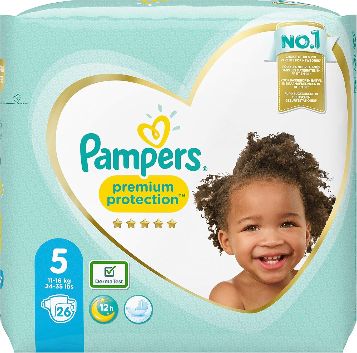 Pieluchy Pampers Premium Protection dla noworodków, opakowanie Jumbo, rozmiar 1, 72 sztuki