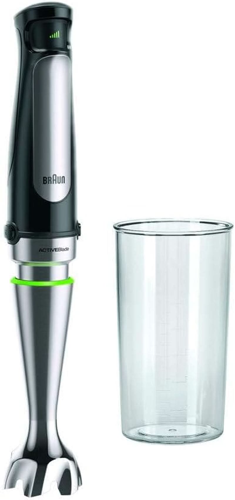 Braun Multiquick 7 MQ 7035X Stabmixer - Pürierstab Mit Abnehmbarem Edelstahl Mixfuß Mit Activeblade Technologie Zum Pürieren Der Härtesten Ingredient, Inkl. Zestaw 3-Teiliges Zubehör, 1000 Watt, Schwarz Kitchen Naty Shop Schwarz Inkl. Mix-Messbecher