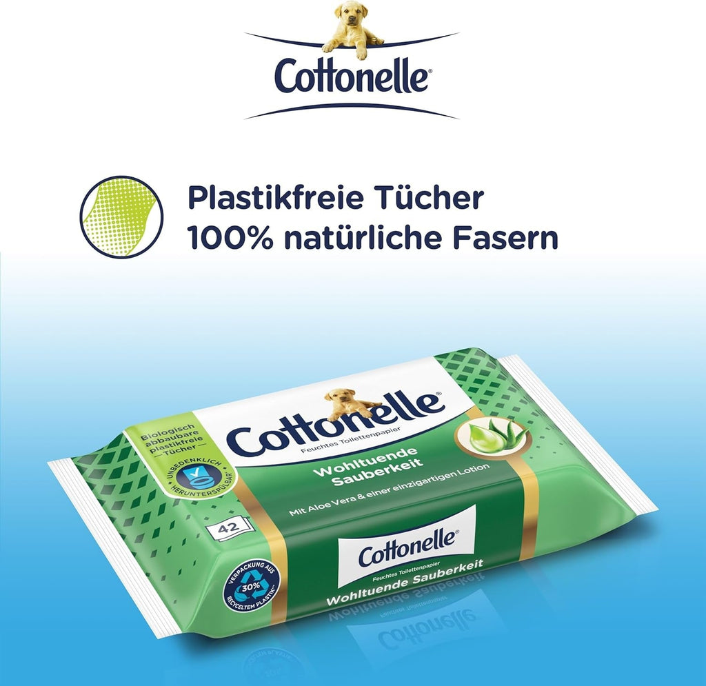 Șervețele umede, Curățenie binefăcătoare, Cu loțiune prebiotică, Biodegradabilă, Fără plastic, Reînchizibilă, 12 X 42 șervețele umede