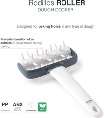 - 68802 - Küchenrollkissen, Tupfwalze, Nudelrolle, Verhindert Blasen im Teig, Ergonomischer Griff, 100% Abnehmbar, Spülmaschinenfest, Polipropylen, bez BPA, 12x19,5 cm