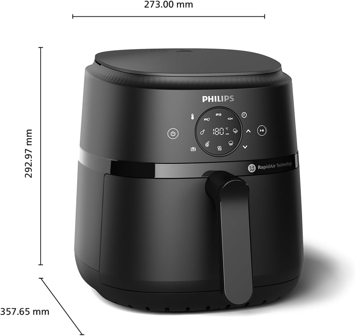 Philips Airfryer seria 2000 4,2 l - Cyfrowy ekran dotykowy, 13 opcji gotowania, 9 zaprogramowanych funkcji, Do 90% mniej tłuszczu dzięki technologii Rapidair, moc 1500 W Sprzęt AGD Naty Shop