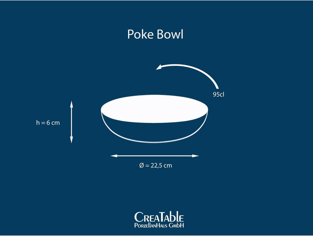 Creatable, 21683, Serie Nature Collection Water, 4-teiliges Geschirrset für 4 Personen, Poke Bowl aus Steinzeug, spülmaschinen- und mikrowellengeeignet, Qualitätsproduktion