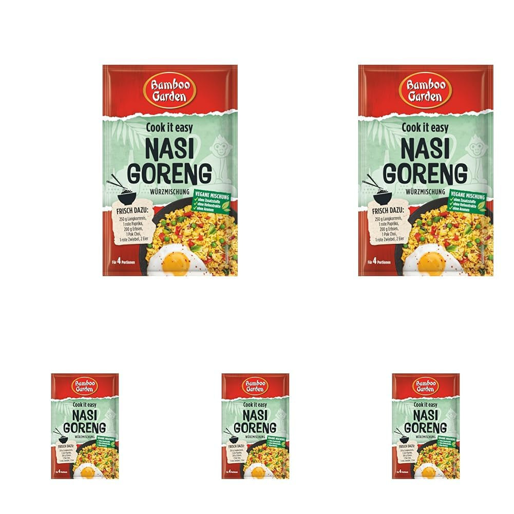 Ogród Bambusowy - Nasi Goreng Würzmischung | Zum Würzen von asiatischen Reisgerichten | Na 4 porcje | Wegańskie, ohne Zusatzstoffe, ohne Hefeextrakte, ohne Aromen | 25 g w torebce