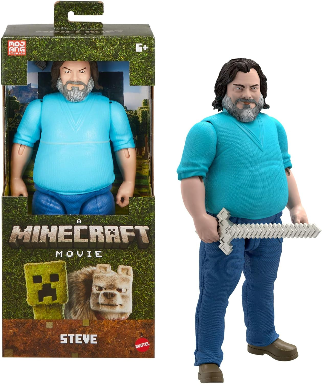 Mattel Minecraft Story Set cu 4 figurine de acțiune și 3 accesorii, Encounters In The Overworld Set, inspirat de un film Minecraft, jucărie de colecție, JFR70 Action figures Naty Shop Steve