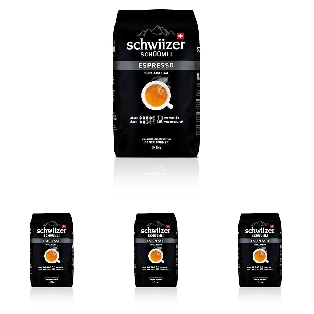 Boabe de cafea Schwiizer Schüümli Espresso 1kg - Intensitate 4/5 - Certificat UTZ (Pachet de 4)