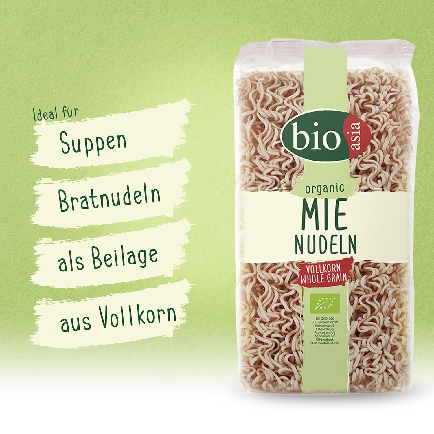 BIOASIA Bio Mie Makaron z pełnego ziarna, szybki i łatwy w przygotowaniu (1 x 250 g)