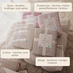 ROOM99 Feel Elegant Narzuta w kolorze beżowym 220 x 240 cm Wszechstronna narzuta na łóżko lub narzuta na sofę Styl koca na łóżko i sofę Idealny jako narzuta Aksamitne aksamitne łóżka i koce Besuche den ROOM99-Store