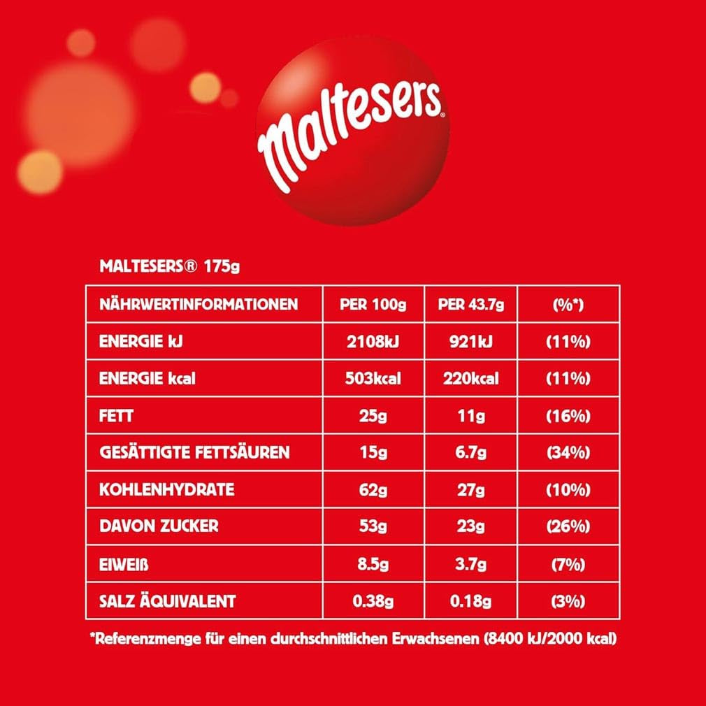 Maltesers Czekoladowe Kulki z Chrupiącym i Lekkim Środek, Przewiewna Czekoladowa Przekąska, 1 Opakowanie (1 x 175g)