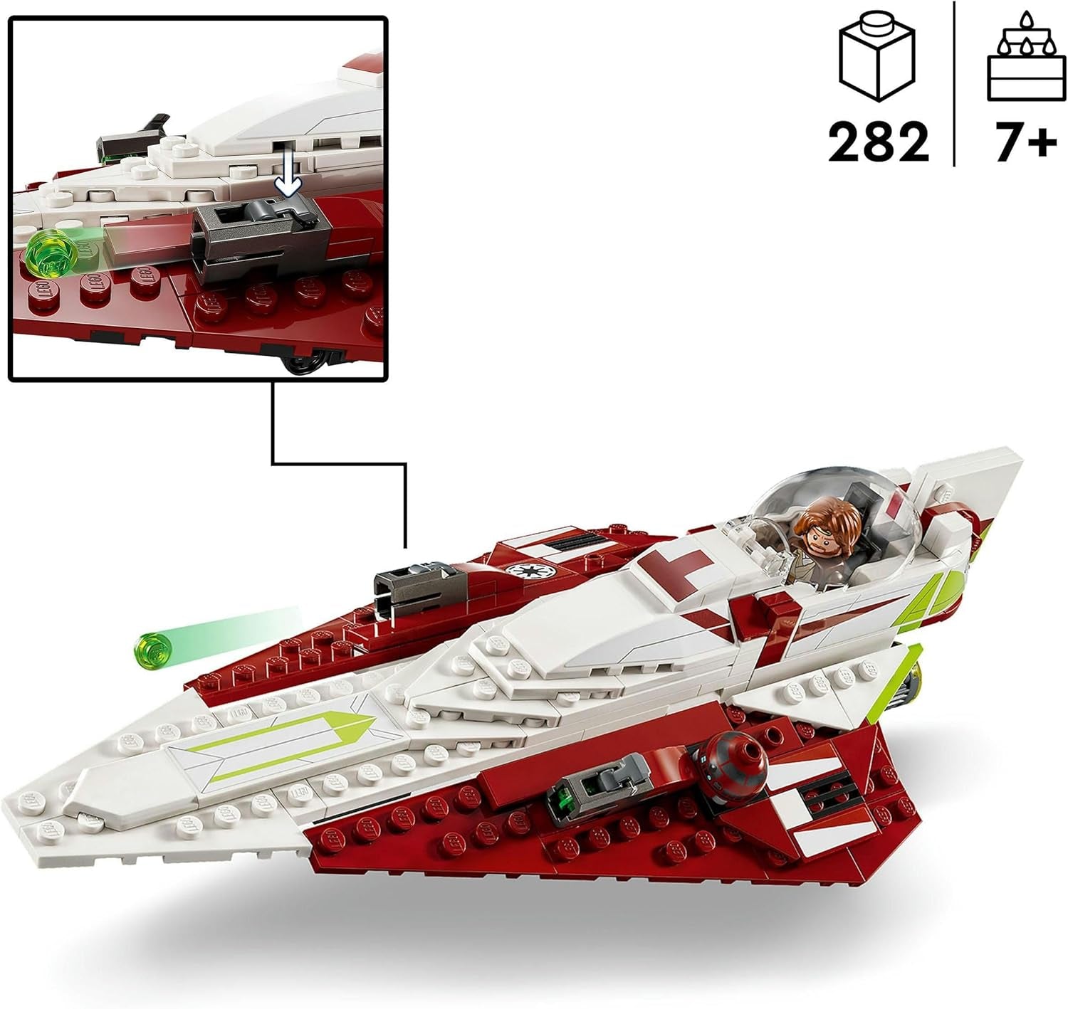 LEGO Star Wars Jedi Myśliwiec Obi-Wan Kenobi, zabawka do zbudowania z Taunem We, figurka droida i miecz świetlny, zestaw Atak Klonów 75333 Zestawy do budowania Kup w sklepie LEGO