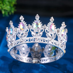 Korona metalowa srebrna z kamieniami