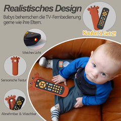 Jucărie telecomandă pentru bebeluși cu lumină și muzică, inel de dentiție din silicon moale, covoraș drăguț pentru târâre, joc muzical realist cu telecomandă în 3 limbi, jucărie educațională timpurie pentru copii de peste 6 luni