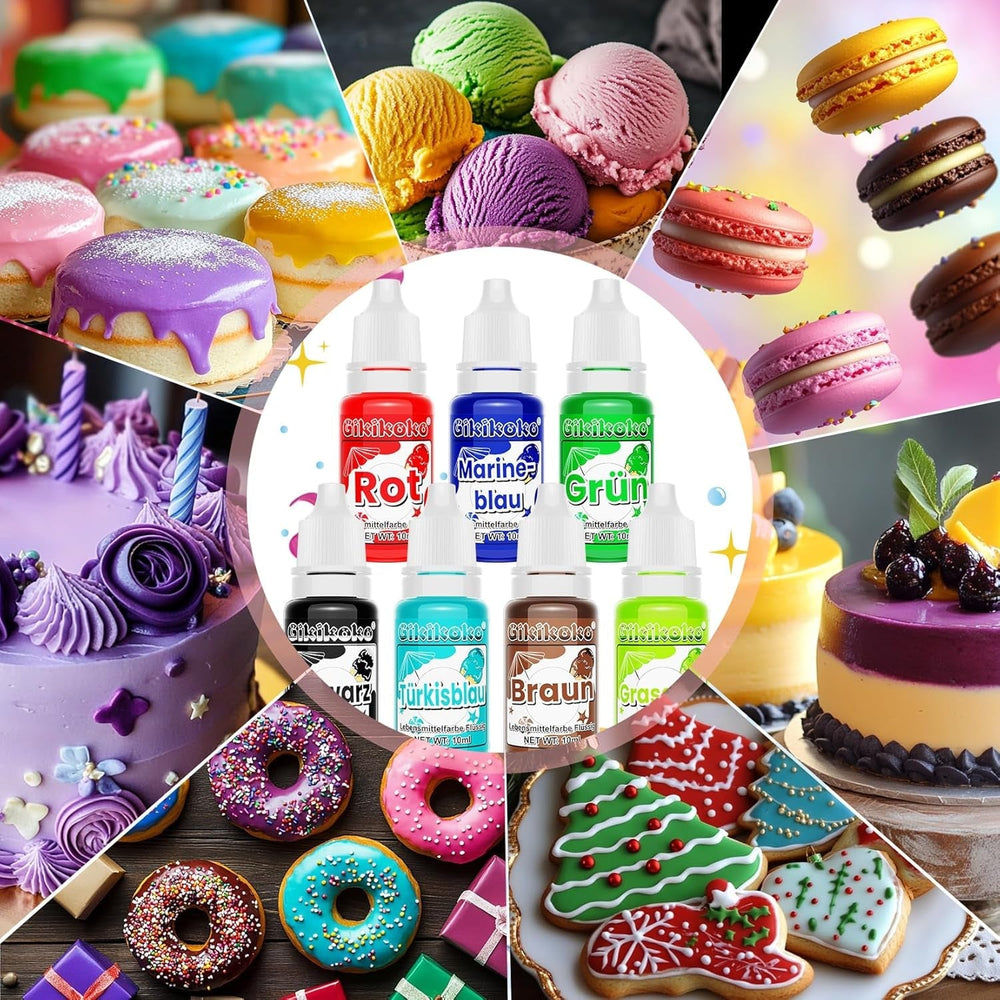 Barwniki spożywcze w płynie lub w żelu, różne rozmiary i kolory Naty Shop