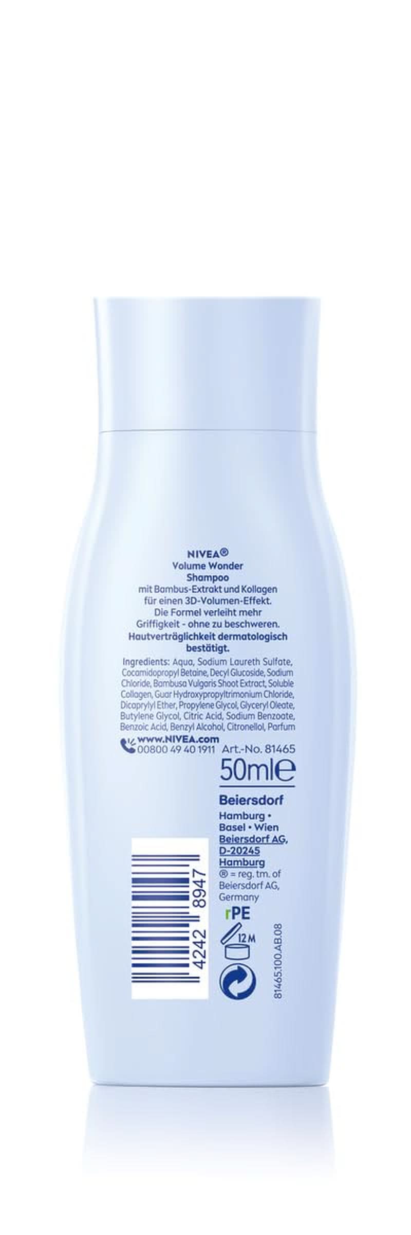 NIVEA Volume Wonder Szampon wzmacniający, szampon zwiększający objętość, 50 ml Pod prysznic i do kąpieli Naty Shop