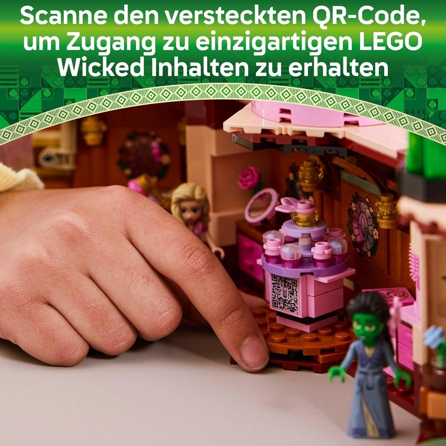LEGO Wicked Glinda i sypialnia Elphaby — domek dla lalek z 2 mini lalkami Czarownic z krainy Oz, fajnymi akcesoriami, w tym kwiatami i strojami — kreatywna zabawka dla dziewczynek w wieku powyżej 8 lat i fanów — 75683 Zestawy do budowania Besuche den LEGO-Store