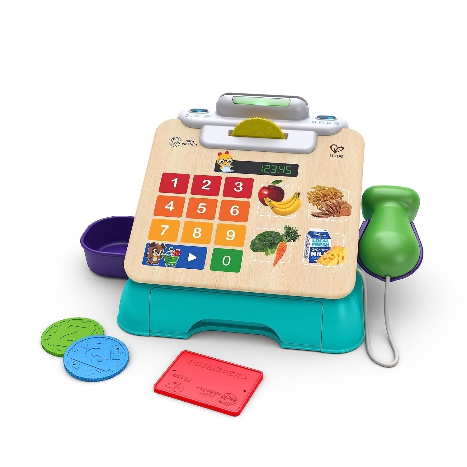 Jucărie Baby Einstein + Hape Magic Touch Register Pretend to Check Out, cu sunete reale și muzică, de la 9 luni în sus Jucarii Bebe Naty Shop Registru de casă