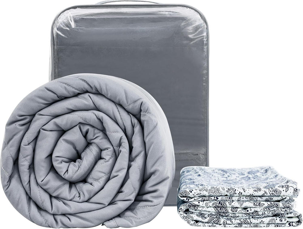 Koc obciążany Winthome z poszwą na kołdrę 150X205 cm 10,4 kg, wygodny koc obciążany, koc terapeutyczny antystresowy, ciężki koc zapewniający głębszy sen i lepszą regenerację, ciężki koc dla dorosłych (szary) Łóżka i koce Besuche den Winthome-Store biały model 130X190 cm-6 kg