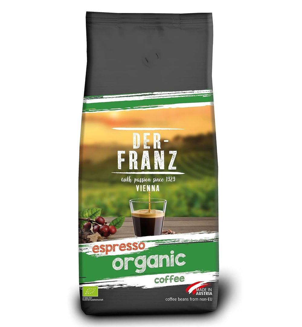 DER-FRANZ Śmietanka kawowa, Intensywność 4/5, 100% Arabika, całe ziarna kawy Kawa Naty Shop 1 Kg Espresso Bio