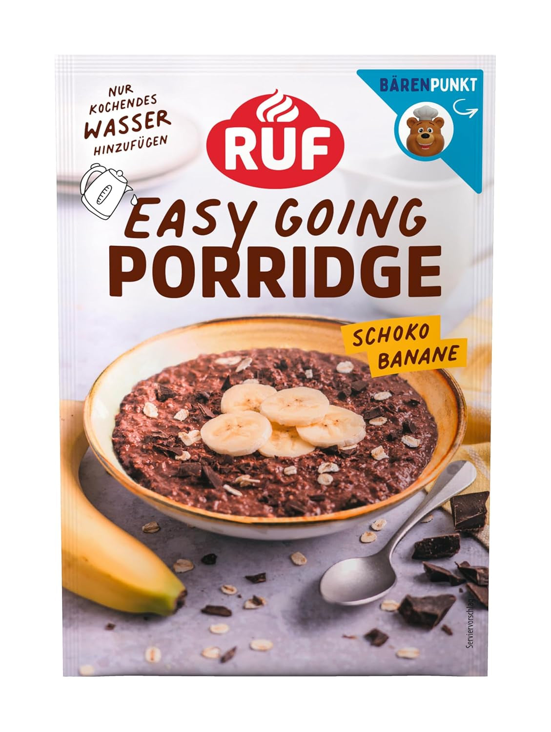 RUF płatki owsiane błyskawiczne z truskawkami i wanilią, letni posiłek z płatkami owsianymi gotowy w 3 minuty, 1 saszetka x 65g