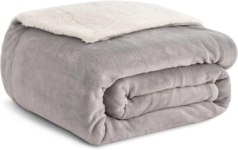 Kono Sherpa fleece throw blanket, 150 X 200 Cm, Soft, Cosy, Fluffy, Reversible, Microfibre, pături fixe pentru pat, canapea, canapea (Albastru marin, dublu/double) Paturi si Cuverturi Besuche den KONO-Store Gri Twin/Double