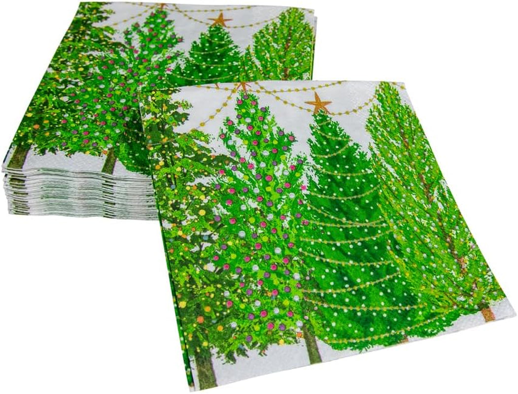 Șervețele de cocktail, pomi de Crăciun cu luminițe, 20 de bucăți per pachet