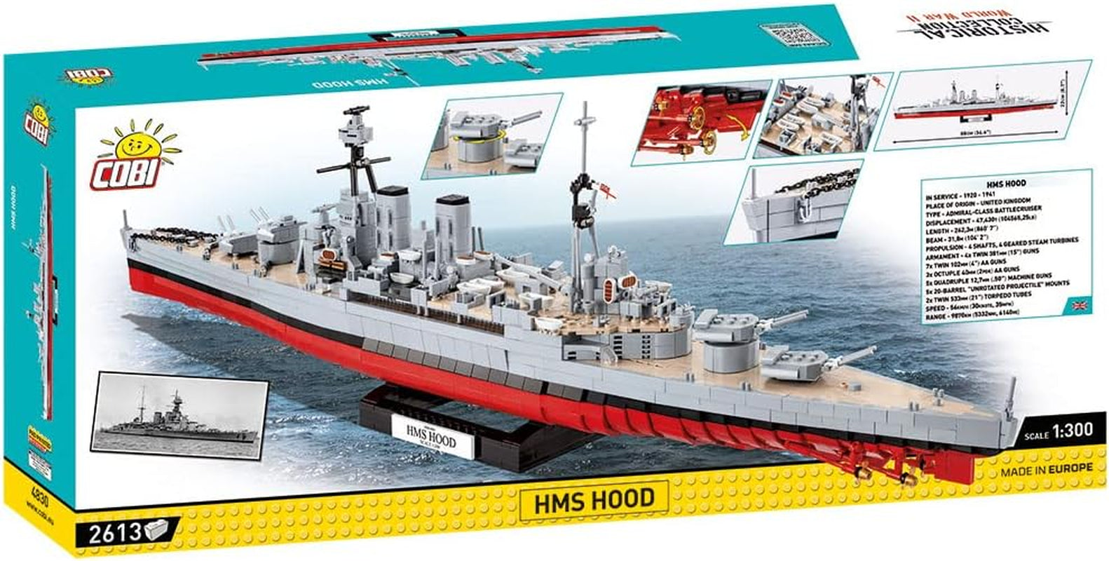 Cobi 4830 Historical Collection WWII HMS Hood 2613, Mittel