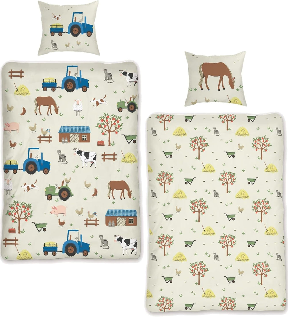 Skybrands Kinder Bettwäsche Tiere 135X200 Bauernhof Kinderbettwäsche Bagger Traktor Baumwolle Kinderbettwäsche 2Tgl. Domyślny tytuł sklepu Für Jungen Und Mädchen Naty