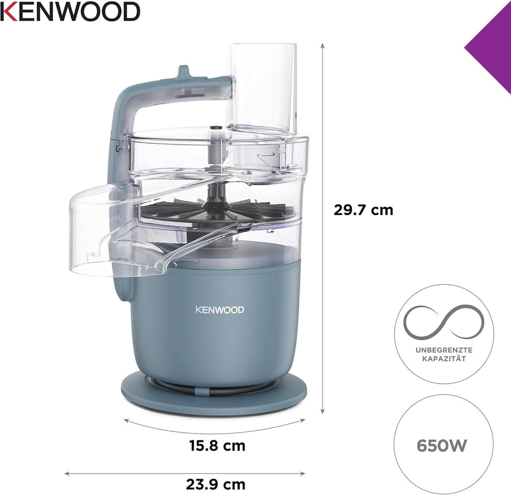 Kenwood Multipro Go FDP22.130GY, Kompakt-Küchenmaschine Nur 30Cm Hoch, Zum Schneiden, Reiben, Pürieren Und Teig Kneten, Express-Serve, 1,3 L Arbeitsbehälter, 650 W, Blau Mama si Copilul Naty Shop