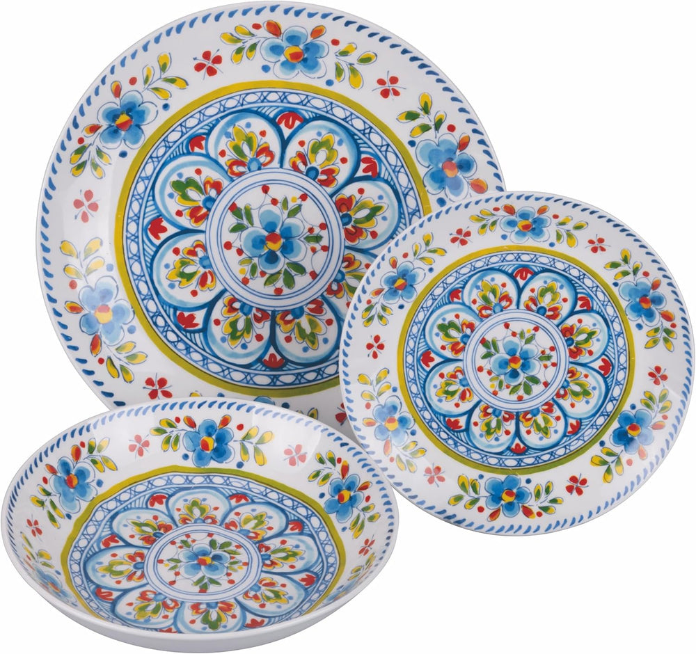 Serviciu de masă din porțelan cu 18 piese, 6 seturi diferite de farfurii, Andaluzia