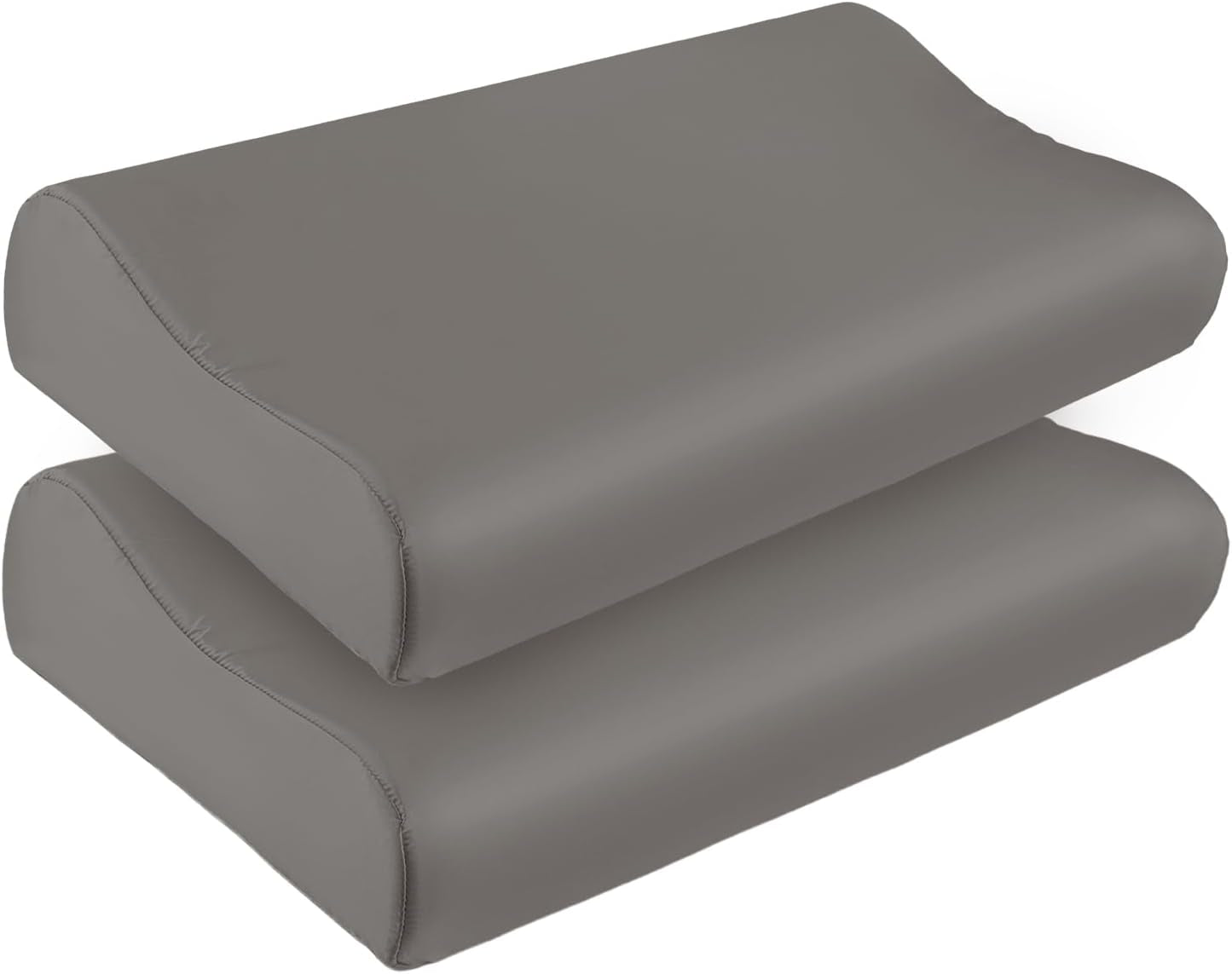 Față de pernă THXSILK din mătase de dud 19 Momme pentru pernă contur din spumă cu memorie, pernă cervicală din latex, hipoalergenică, lavabilă (50 x 30 x 10/7 cm, gri închis)