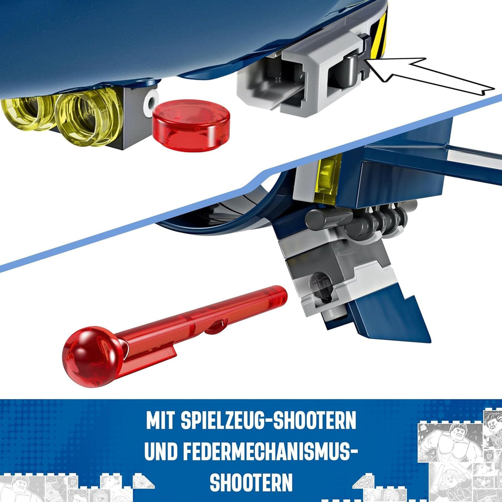 LEGO Marvel X-Jet X-Men budują model samolotu z figurkami, w tym Wolverine'a i Rogue'a. Zabawka superbohatera dla dzieci na prezent dla chłopców i dziewcząt w wieku 8 lat 76281 Zestawy konstrukcyjne Beuche den LEGO-Store