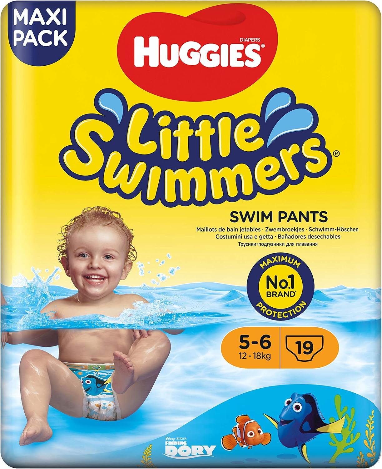 Pieluchy do pływania Huggies Little Swimmers rozmiar 5/6 (12-18 kg), 1 opakowanie 19 sztuk