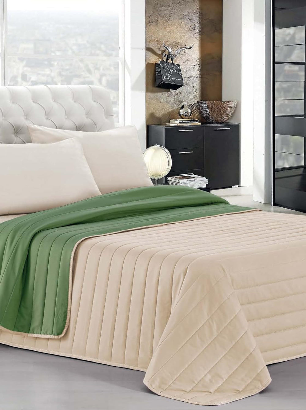 Włoska pościel Estivo łóżko pojedyncze, pościel, Aqua, 170 X 270 Cm Kołdry i kołdry Naty Shop Green/Nocciola 170 X 270 Cm