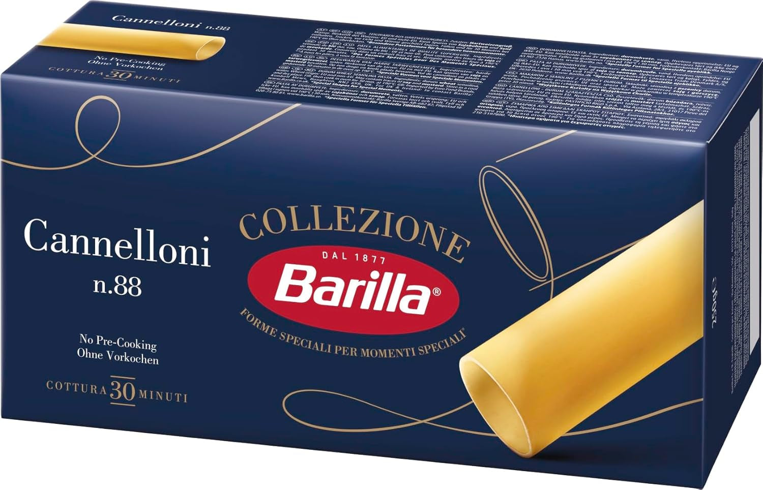 Barilla Collezione Cannelloni Wysokiej jakości makaron z pszenicy durum, zawsze Al Dente, opakowanie 12 sztuk (12 x 250 g)
