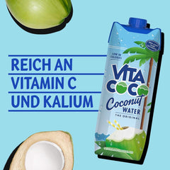 Vita Coco Pure Coconut Water 6 x 1 litr, naturalny krem nawilżający z elektrolitami, bezglutenowy, pełen witaminy C i potasu Naty Shop