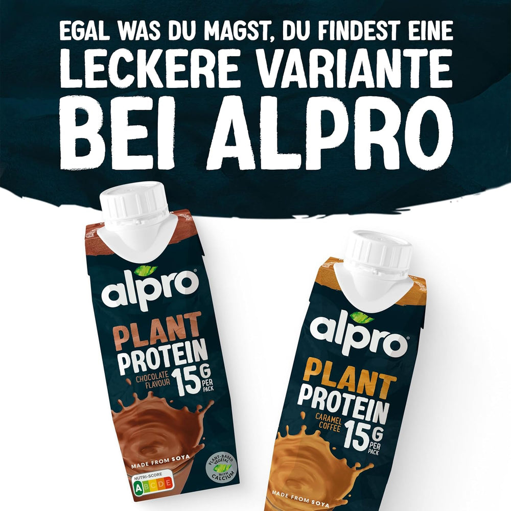 Alpro Proteindrink Schokoladengeschmack – Vegan und milchfrei – Ohne Süßstoffe – Von Natur aus lactosefrei – Reich an Balaststoffen, Calcium und Vitaminen – 15 x 250 ml – Haltbar