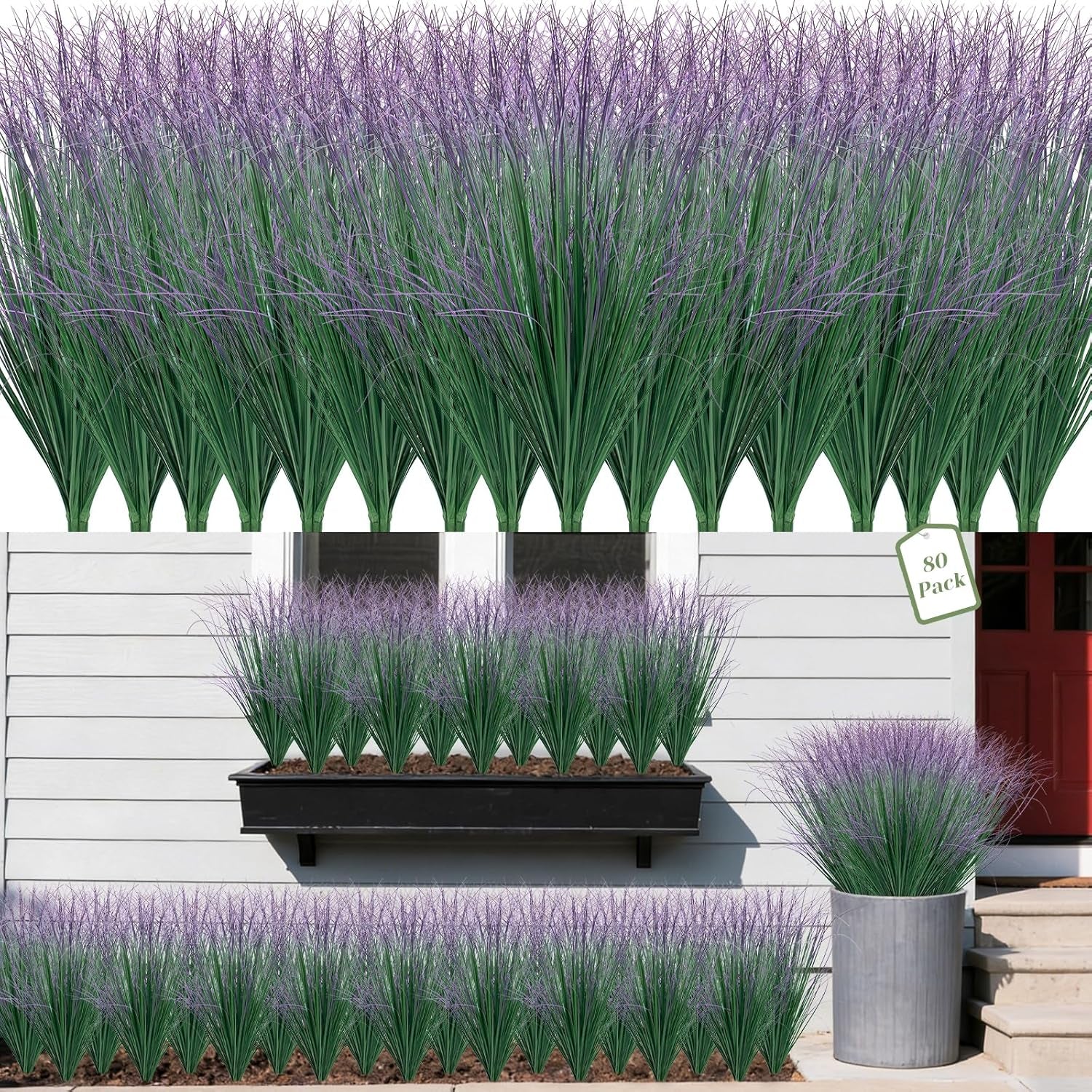 Künstliche Graspflanzen, Künstliche Sträucher, Weizengras, Künstliche Hohe Pflanzen Für Outdoor-Dekoration, Grüne Stiele, Unkraut Für Zimmer, Innenbereich, Heimdekoration (Grün-Roter Schwanz), 40