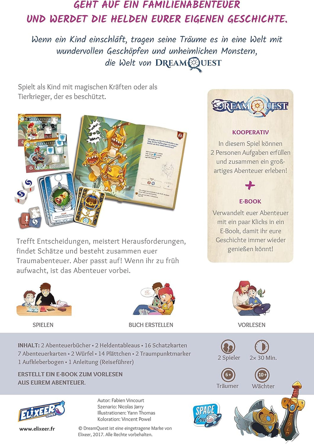 Space Cow, DreamQuest, Gry dla dzieci, Historie, 2 graczy, Wiek 6+, 30 minut, Niemiecki