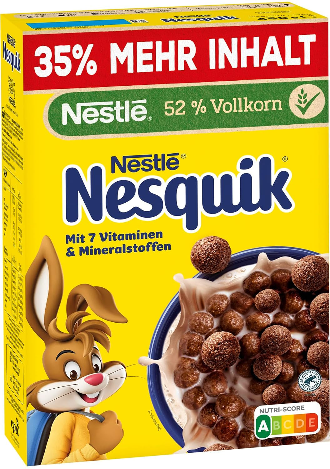 Nesquik Nestlé Nesquik Crunchy Breakfast, Płatki śniadaniowe z czekoladą i pełnymi ziarnami, 1 opakowanie (1 x 330g)