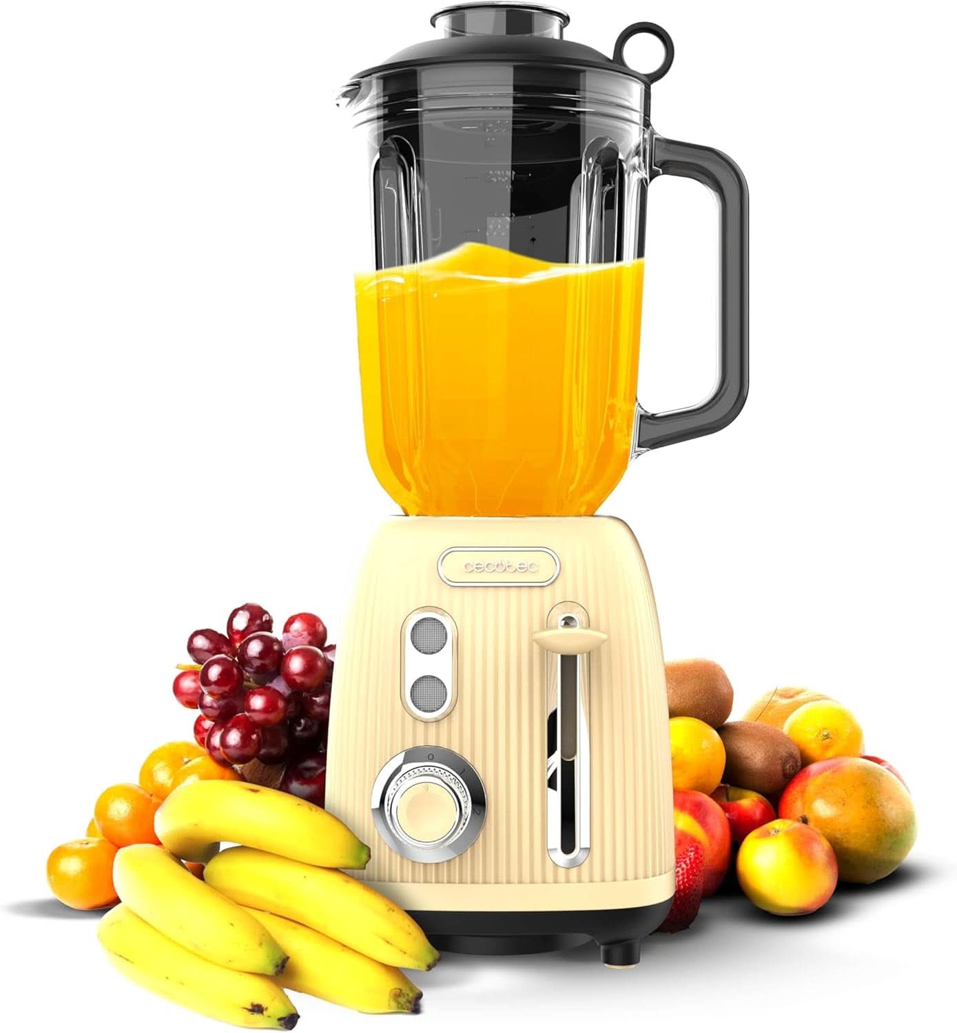 Mikser stojący Cecotec Retro Power Czarny Tytan Retrozielony. 1200 W Maximale Leistung, 2 Geschwindigkeiten, 4-Klingen-Messer Mit Schwarzer Titanbeschichtung Und 1,5L Krug, Vintage-Design w Grün Bucatarie Naty Shop Yellow