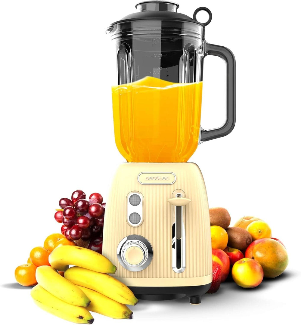 Mikser stojący Cecotec Retro Power Czarny Tytan Retrozielony. 1200 W Maximale Leistung, 2 Geschwindigkeiten, 4-Klingen-Messer Mit Schwarzer Titanbeschichtung Und 1,5L Krug, Vintage-Design w Grün Bucatarie Naty Shop Yellow