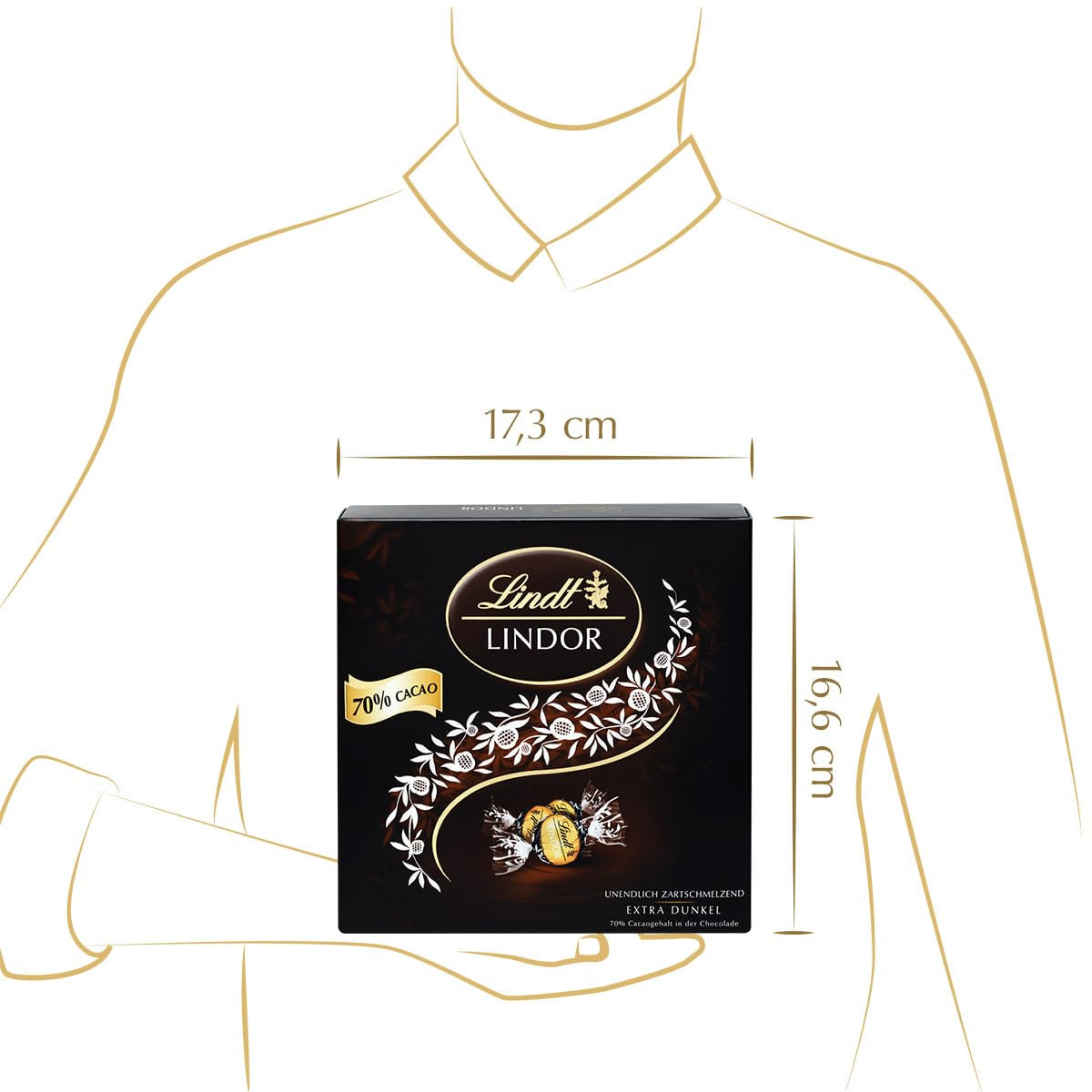 Pudełko upominkowe LINDOR Extra Black 70% Cacao, Czekolada prezentowa, ok. 15 trufli LINDOR, 186 g (opakowanie 2 szt.)