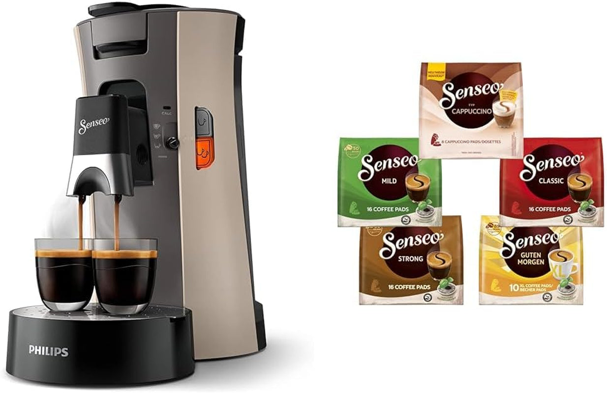 Espressor cu capsule Philips Senseo Select ECO, negru/pătat - alegere a intensității cafelei plus funcție de memorare, fabricat din plastic reciclat (CSA240/20)