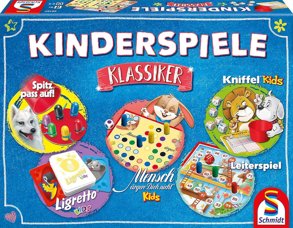 Schmidt Spiele 49189 Klasyczne gry dla dzieci, Kolekcja gier dla dzieci, kolorowe