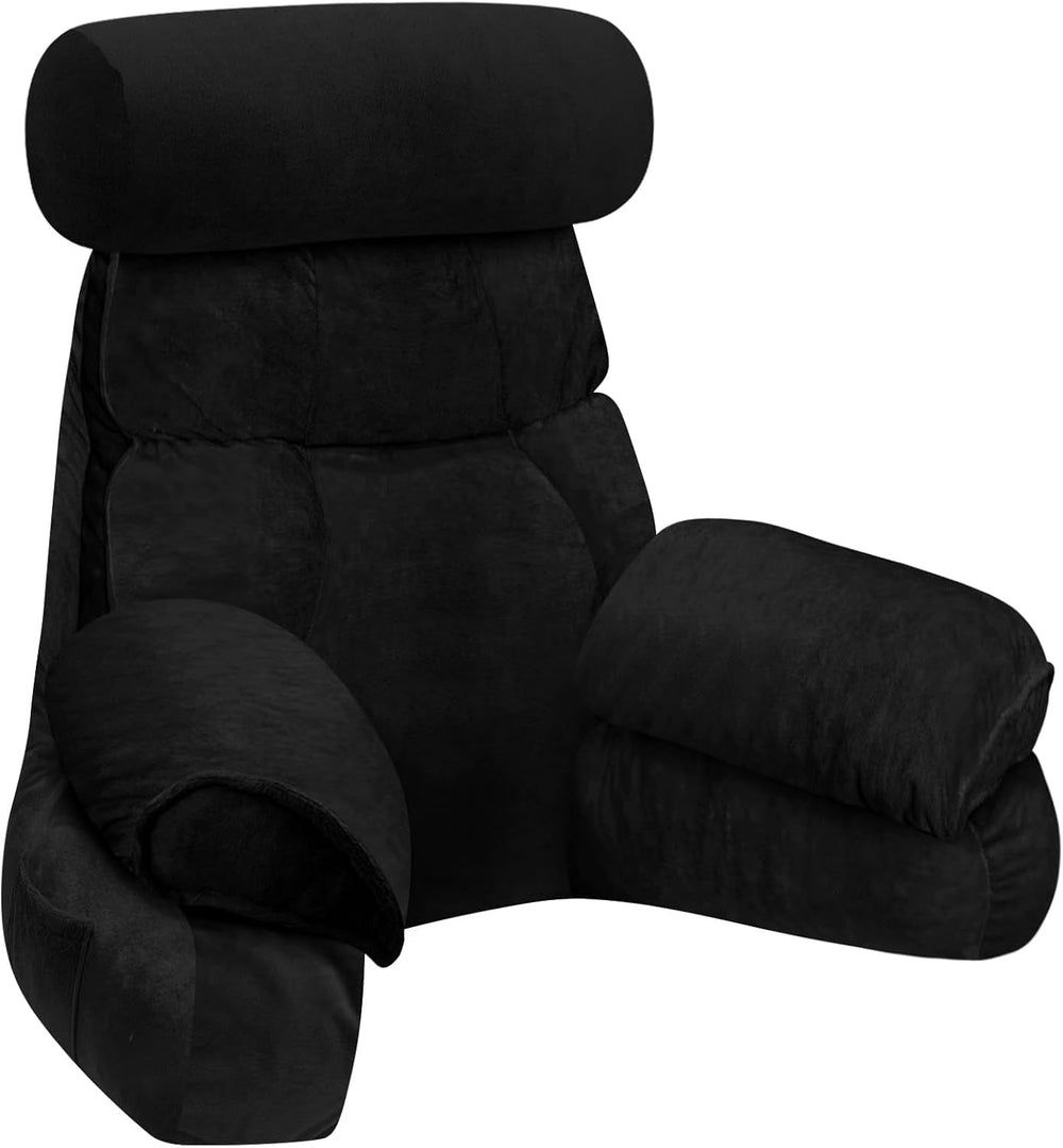 Pernă de citit pentru pat și canapea, pernă de spate pentru pat, pernă de citit cu spătar pentru adulți, confortabilă pentru a sta, a citi și a viziona televizorul pe podea sau pe canapea (Gri închis, 65 * 30cm)