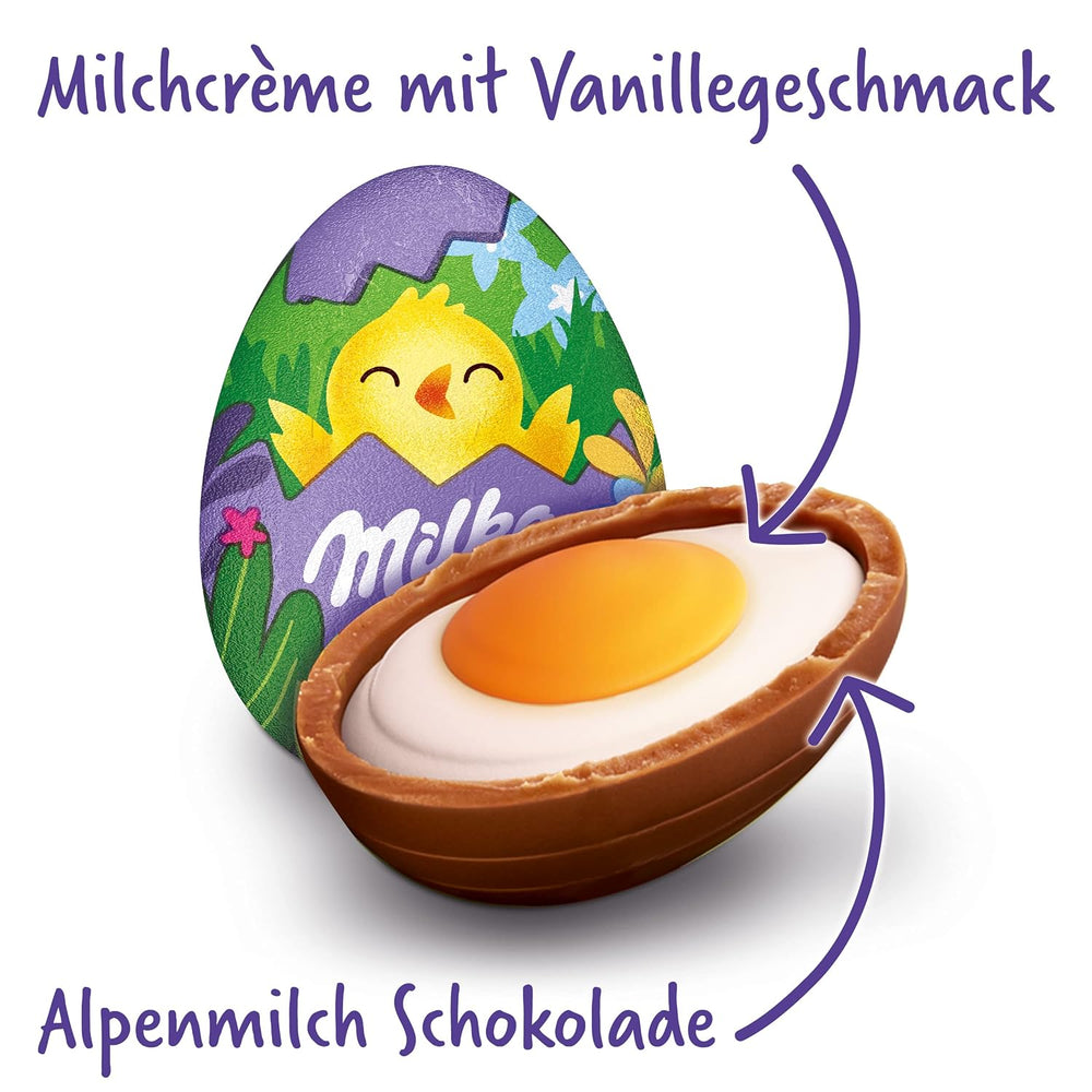Milka Sweet Egg – Wielkanocna czekolada nadziewana kremem waniliowym, o wyglądzie jajka sadzonego – 124g